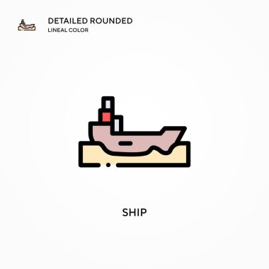 Gemi vektör simgesi. Modern vektör illüstrasyon kavramları. Düzenlemesi ve kişiselleştirmesi kolay.