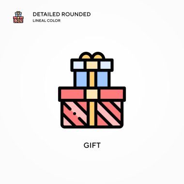 Hediye vektör simgesi. Modern vektör illüstrasyon kavramları. Düzenlemesi ve kişiselleştirmesi kolay.