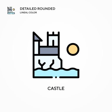 Castle vektör simgesi. Modern vektör illüstrasyon kavramları. Düzenlemesi ve kişiselleştirmesi kolay.