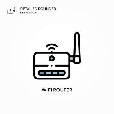 Wifi router vektör simgesi. Modern vektör illüstrasyon kavramları. Düzenlemesi ve kişiselleştirmesi kolay.