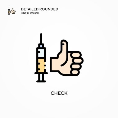 Vektör simgesini kontrol et. Modern vektör illüstrasyon kavramları. Düzenlemesi ve kişiselleştirmesi kolay.