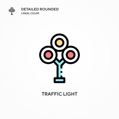 Trafik ışığı vektör simgesi. Modern vektör illüstrasyon kavramları. Düzenlemesi ve kişiselleştirmesi kolay.