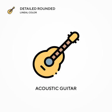 Akustik gitar vektör simgesi. Modern vektör illüstrasyon kavramları. Düzenlemesi ve kişiselleştirmesi kolay.