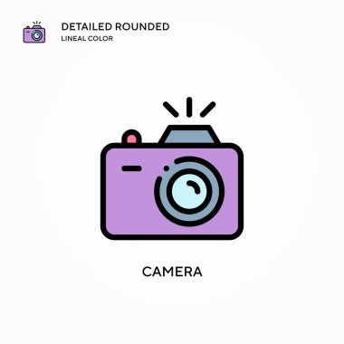 Kamera vektör simgesi. Modern vektör illüstrasyon kavramları. Düzenlemesi ve kişiselleştirmesi kolay.
