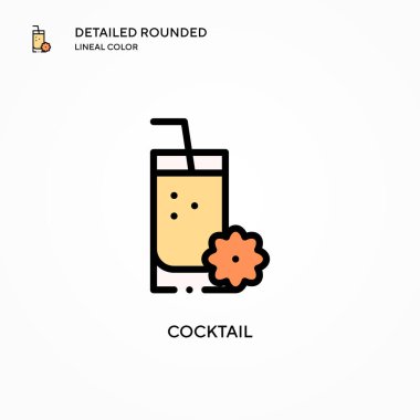 Kokteyl vektör simgesi. Modern vektör illüstrasyon kavramları. Düzenlemesi ve kişiselleştirmesi kolay.