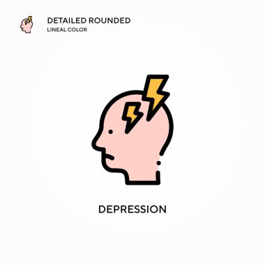Depresyon vektör simgesi. Modern vektör illüstrasyon kavramları. Düzenlemesi ve kişiselleştirmesi kolay.