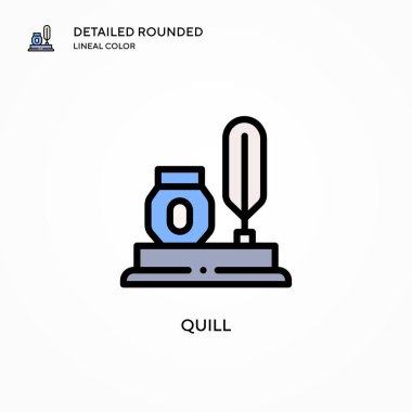 Quill vektör simgesi. Modern vektör illüstrasyon kavramları. Düzenlemesi ve kişiselleştirmesi kolay.