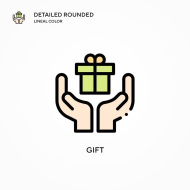 Hediye vektör simgesi. Modern vektör illüstrasyon kavramları. Düzenlemesi ve kişiselleştirmesi kolay.