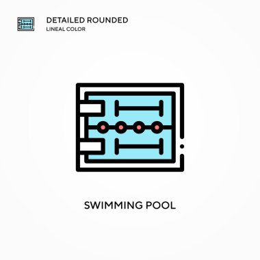 Yüzme havuzu vektör simgesi. Modern vektör illüstrasyon kavramları. Düzenlemesi ve kişiselleştirmesi kolay.