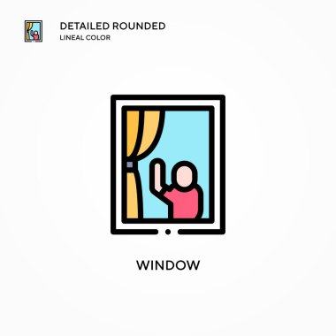Pencere vektör simgesi. Modern vektör illüstrasyon kavramları. Düzenlemesi ve kişiselleştirmesi kolay.