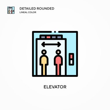 Asansör vektör simgesi. Modern vektör illüstrasyon kavramları. Düzenlemesi ve kişiselleştirmesi kolay.