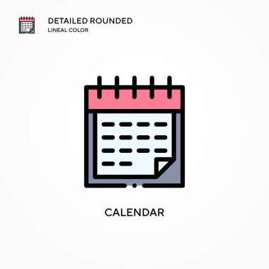 Takvim vektör simgesi. Modern vektör illüstrasyon kavramları. Düzenlemesi ve kişiselleştirmesi kolay.
