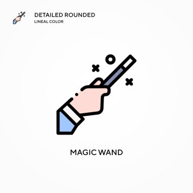 Sihirli değnek vektör simgesi. Modern vektör illüstrasyon kavramları. Düzenlemesi ve kişiselleştirmesi kolay.