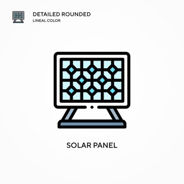 Güneş paneli vektör simgesi. Modern vektör illüstrasyon kavramları. Düzenlemesi ve kişiselleştirmesi kolay.