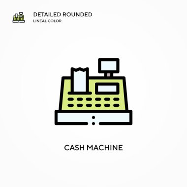 Para makinesi vektör simgesi. Modern vektör illüstrasyon kavramları. Düzenlemesi ve kişiselleştirmesi kolay.