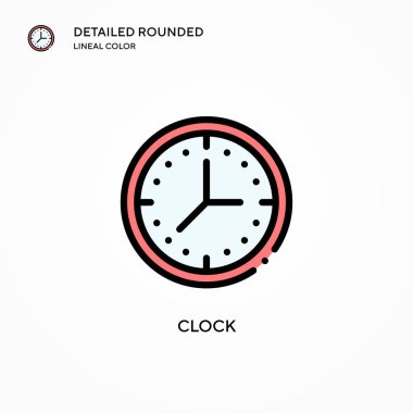 Saat vektör simgesi. Modern vektör illüstrasyon kavramları. Düzenlemesi ve kişiselleştirmesi kolay.