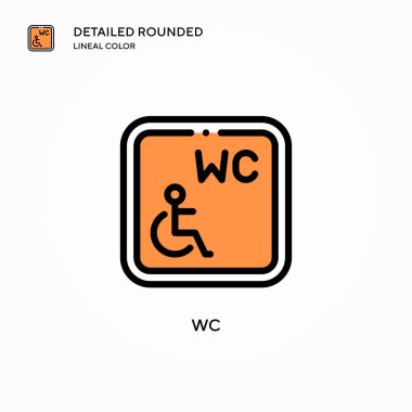 WC vektör simgesi. Modern vektör illüstrasyon kavramları. Düzenlemesi ve kişiselleştirmesi kolay.