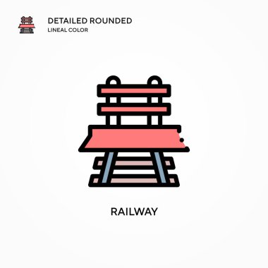 Demiryolu vektör simgesi. Modern vektör illüstrasyon kavramları. Düzenlemesi ve kişiselleştirmesi kolay.