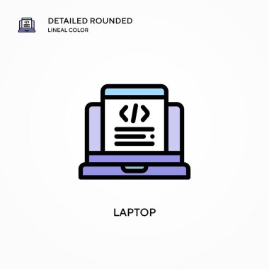 Laptop vektör simgesi. Modern vektör illüstrasyon kavramları. Düzenlemesi ve kişiselleştirmesi kolay.