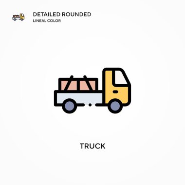 Kamyon vektör simgesi. Modern vektör illüstrasyon kavramları. Düzenlemesi ve kişiselleştirmesi kolay.