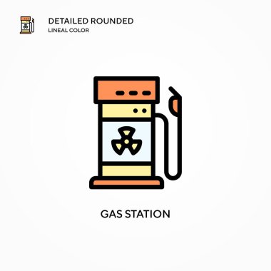 Benzin istasyonu vektör simgesi. Modern vektör illüstrasyon kavramları. Düzenlemesi ve kişiselleştirmesi kolay.