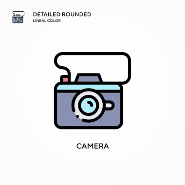 Kamera vektör simgesi. Modern vektör illüstrasyon kavramları. Düzenlemesi ve kişiselleştirmesi kolay.