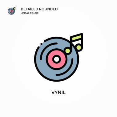 Vynil vektör simgesi. Modern vektör illüstrasyon kavramları. Düzenlemesi ve kişiselleştirmesi kolay.