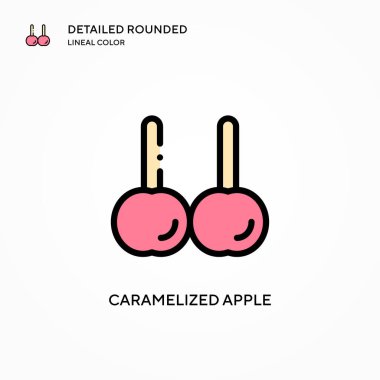 Karamelleştirilmiş elma vektör simgesi. Modern vektör illüstrasyon kavramları. Düzenlemesi ve kişiselleştirmesi kolay.