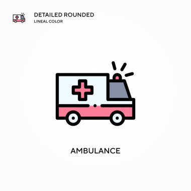 Ambulans vektör simgesi. Modern vektör illüstrasyon kavramları. Düzenlemesi ve kişiselleştirmesi kolay.