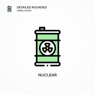 Nükleer vektör simgesi. Modern vektör illüstrasyon kavramları. Düzenlemesi ve kişiselleştirmesi kolay.
