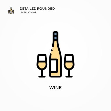 Şarap vektör simgesi. Modern vektör illüstrasyon kavramları. Düzenlemesi ve kişiselleştirmesi kolay.