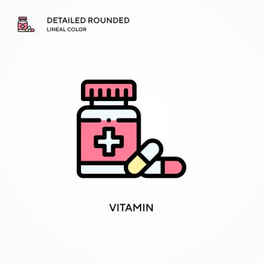Vitamin vektör simgesi. Modern vektör illüstrasyon kavramları. Düzenlemesi ve kişiselleştirmesi kolay.