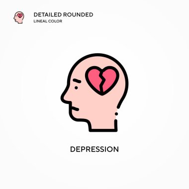 Depresyon vektör simgesi. Modern vektör illüstrasyon kavramları. Düzenlemesi ve kişiselleştirmesi kolay.