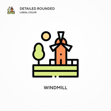 Yel değirmeni ikonu. Modern vektör illüstrasyon kavramları. Düzenlemesi ve kişiselleştirmesi kolay.