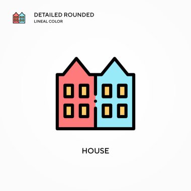 Ev vektör simgesi. Modern vektör illüstrasyon kavramları. Düzenlemesi ve kişiselleştirmesi kolay.