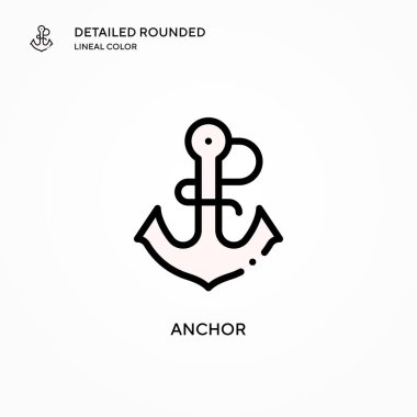 Çapa vektör simgesi. Modern vektör illüstrasyon kavramları. Düzenlemesi ve kişiselleştirmesi kolay.