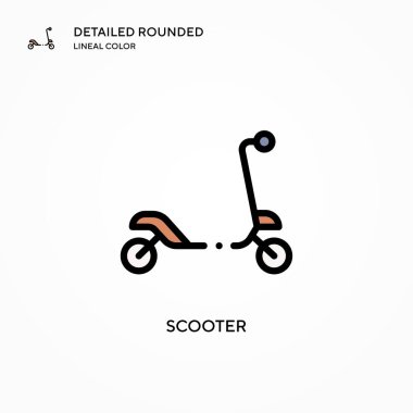 Scooter vektör simgesi. Modern vektör illüstrasyon kavramları. Düzenlemesi ve kişiselleştirmesi kolay.