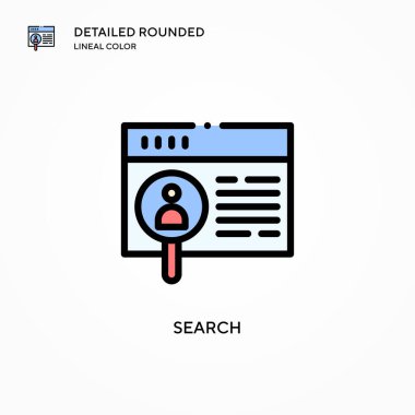 Arama vektör simgesi. Modern vektör illüstrasyon kavramları. Düzenlemesi ve kişiselleştirmesi kolay.