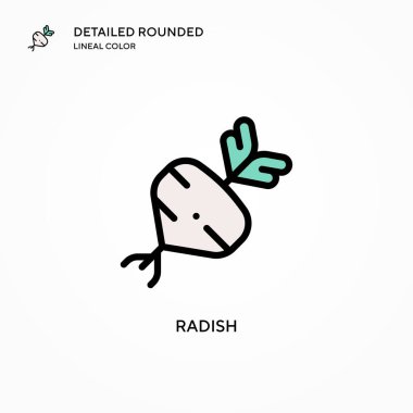 Turp vektör simgesi. Modern vektör illüstrasyon kavramları. Düzenlemesi ve kişiselleştirmesi kolay.