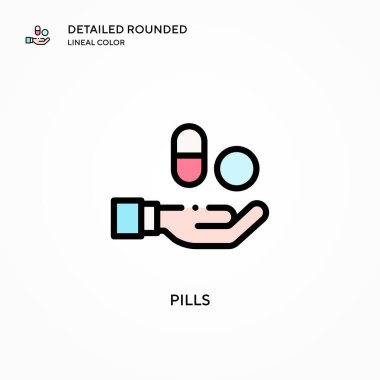 İlaç vektör ikonu. Modern vektör illüstrasyon kavramları. Düzenlemesi ve kişiselleştirmesi kolay.