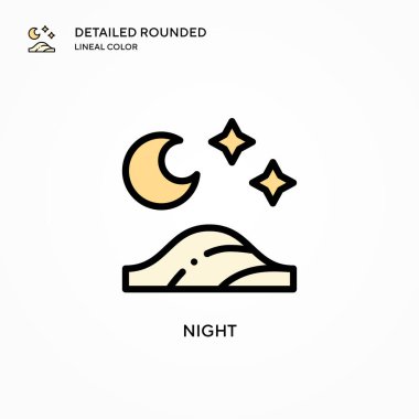 Gece vektör simgesi. Modern vektör illüstrasyon kavramları. Düzenlemesi ve kişiselleştirmesi kolay.