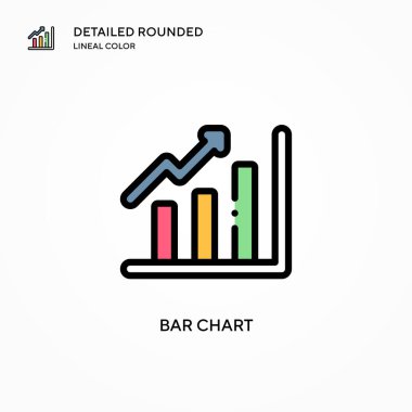 Bar çizelgesi vektör simgesi. Modern vektör illüstrasyon kavramları. Düzenlemesi ve kişiselleştirmesi kolay.