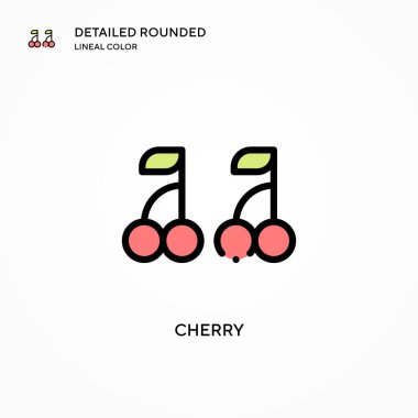 Kiraz vektör simgesi. Modern vektör illüstrasyon kavramları. Düzenlemesi ve kişiselleştirmesi kolay.