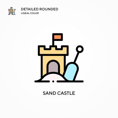 Kumdan kale vektör simgesi. Modern vektör illüstrasyon kavramları. Düzenlemesi ve kişiselleştirmesi kolay.