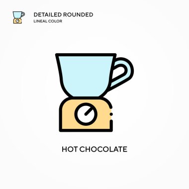 Sıcak çikolata vektör simgesi. Modern vektör illüstrasyon kavramları. Düzenlemesi ve kişiselleştirmesi kolay.