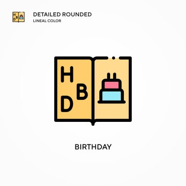 Doğum günü vektör simgesi. Modern vektör illüstrasyon kavramları. Düzenlemesi ve kişiselleştirmesi kolay.