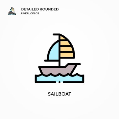 Yelkenli vektör simgesi. Modern vektör illüstrasyon kavramları. Düzenlemesi ve kişiselleştirmesi kolay.