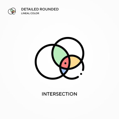 Kesişme vektörü simgesi. Modern vektör illüstrasyon kavramları. Düzenlemesi ve kişiselleştirmesi kolay.