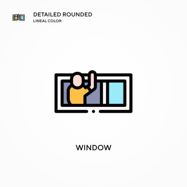 Pencere vektör simgesi. Modern vektör illüstrasyon kavramları. Düzenlemesi ve kişiselleştirmesi kolay.