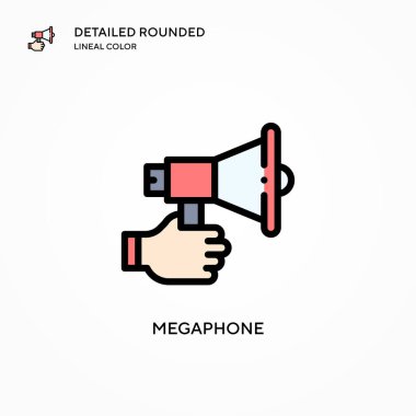 Megafon vektör simgesi. Modern vektör illüstrasyon kavramları. Düzenlemesi ve kişiselleştirmesi kolay.